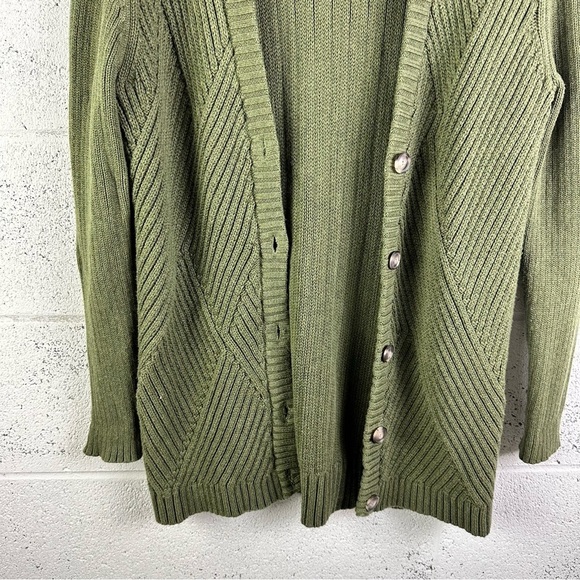 Cabi Aerial Cardigan #3536 XS Olive Green Ribbed Long Button Front - Picture 5 of 7